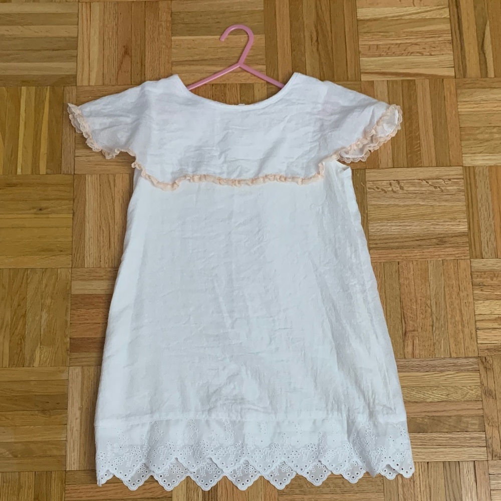 NWOT Blu Pony Vintage White Dress w/ Ruffle & Lace Trim - Girls Size 7